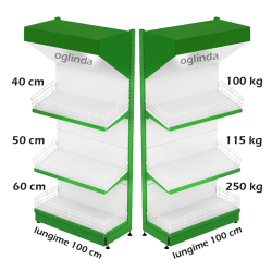 Raft metalic legume fructe 100*227h cm baza 60 cm 2 polite si pazie oglinda 