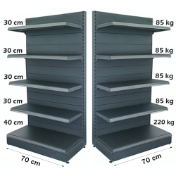 Raft magazin metalic de perete 70*225 baza 40 cm si 4 polite de 30 cm