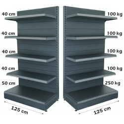 Raft magazin metalic de perete 125*225 baza 50 cm si 4 polite de 40 cm