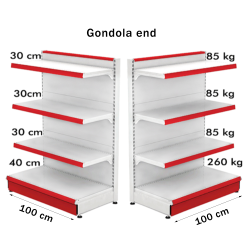 Raft metalic capat de gondola 100*140 baza 40 cm si 3 polite de 30 cm