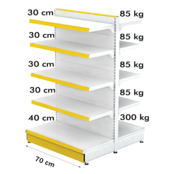 Étagères métalliques pour commerces de détail Gondoles 100*180 Base 40 cm et 8 étagères de 30 cm