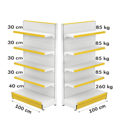 Raft metalic capat de gondola 100*180 baza 40 cm si 4 polite de 30 cm | Mobilier magazin