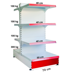 Balda metálica media (góndola) 70*140 base 50 cm y 6 baldas de 40 cm