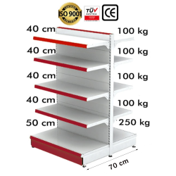 Estante metálico medio (góndola) 70*180 base 50 cm y 8 estantes de 40 cm