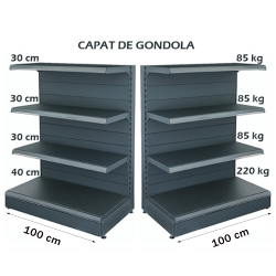 Estante extremo góndola metálico 100*140 base 40 cm y 3 estantes de 30 cm