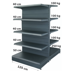 Balda metálica media (góndola) 125*180 base 50 cm y 8 baldas de 40 cm