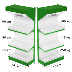 Estante frutero metalico 70*227h cm base 60 cm 2 estantes y tapa espejo