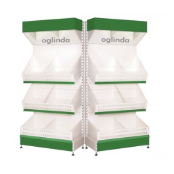 Raft metalic legume fructe 100*220h cm, baza 50 cm, 2 polite si pazie oglinda