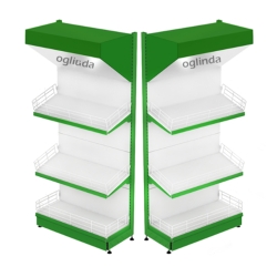 Estante frutero metalico 70*227h cm base 60 cm 2 estantes y tapa espejo