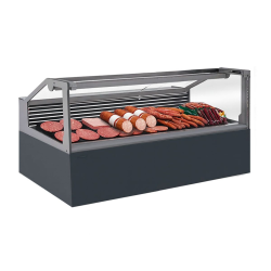 Vitrina frigorifica pentru carne, specialitati, mezeluri 135 cm, Gri Antracit RAL7016, iluminare LED rece, FULL STATIC, motor silentios