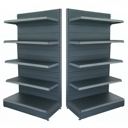 Etagère de magasin murale en métal 125*225, socle 40 cm et 4 étagères de 30 cm