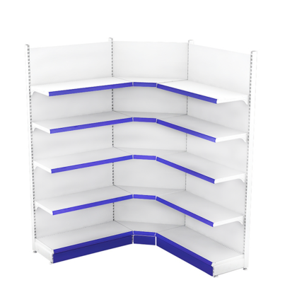 Estante de pared metálico esquinero interior H220 base 50 cm y 4 estantes de 40 cm