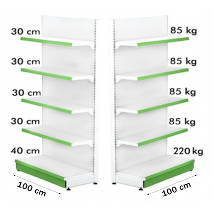 Raft metalic de perete 100*220 baza 40 cm si 4 polite de 30 cm