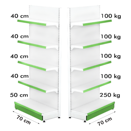 Raft metalic de perete 70*220 baza 50 cm si 4 polite de 40 cm