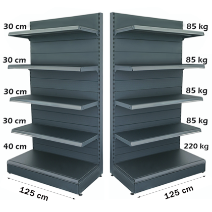 Raft magazin metalic de perete 125*225 baza 40 cm si 4 polite de 30 cm