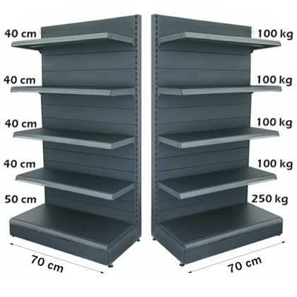 Raft magazin metalic de perete 70*225 baza 50 cm si 4 polite de 40 cm