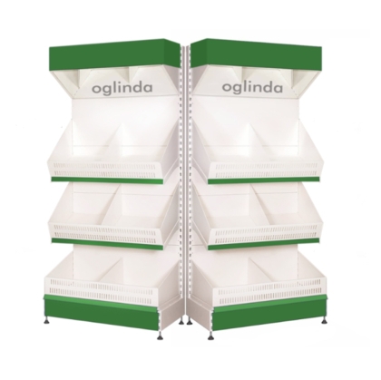 Estante para frutas y verduras de metal 125*220h cm, base 50 cm, 2 estantes y tapa de espejo