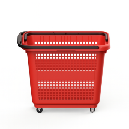Supermarket Basket with Wheels 54 liters