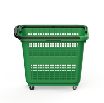 Supermarket Basket with Wheels 54 liters