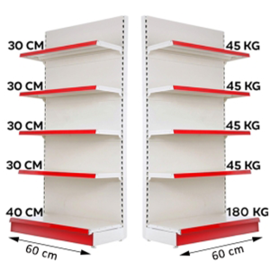 Raft metalic de perete 60*220 baza 40 cm si 4 polite de 30 cm