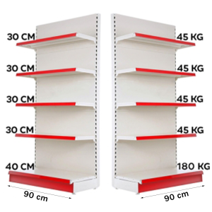 Raft metalic de perete 90*220 baza 40 cm si 4 polite de 30 cm