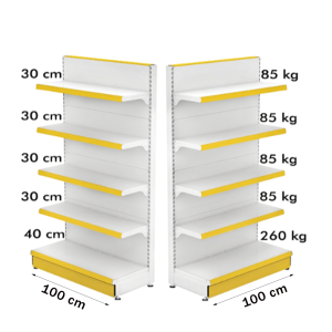 Raft metalic capat de gondola 100*180 baza 40 cm si 4 polite de 30 cm | Mobilier magazin