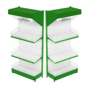 Metal Fruit and Vegetables Shelf 70*227h cm Base 60 cm, 2 Shelf and Mirror Guard