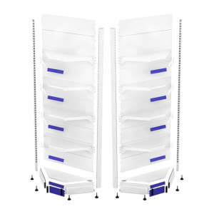 Raft metalic de perete coltar interior H220 baza 40 cm si 4 polite de 30 cm