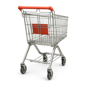 Chariot de supermarché 100 litres avec étagère inférieure et siège bébé