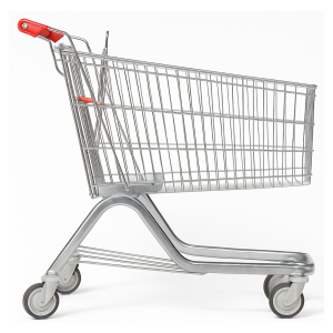 Chariot de supermarché 100 litres avec étagère inférieure et siège bébé