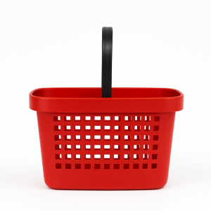 Cesta de plástico para supermercado con 1 asa 28 litros