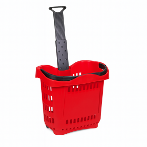 Supermarket Basket with Wheels and Telescopic Handle