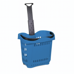 Supermarket Basket with Wheels and Telescopic Handle