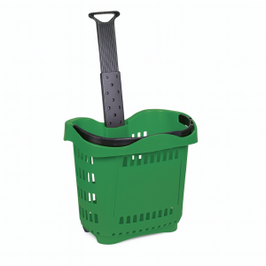 Supermarket Basket with Wheels and Telescopic Handle