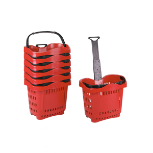 Supermarket Basket with Wheels and Telescopic Handle