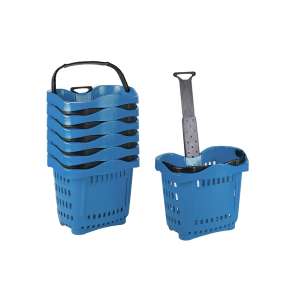 Supermarket Basket with Wheels and Telescopic Handle