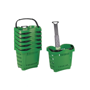 Supermarket Basket with Wheels and Telescopic Handle