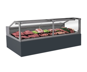 Vitrina frigorifica pentru mezeluri-specialitati-carne 125 cm, RAL7016 gri antracit, lumina rece LED, FULL STATIC, motor interior