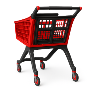 Plastic supermarket trolley 100 liters red with babyseat